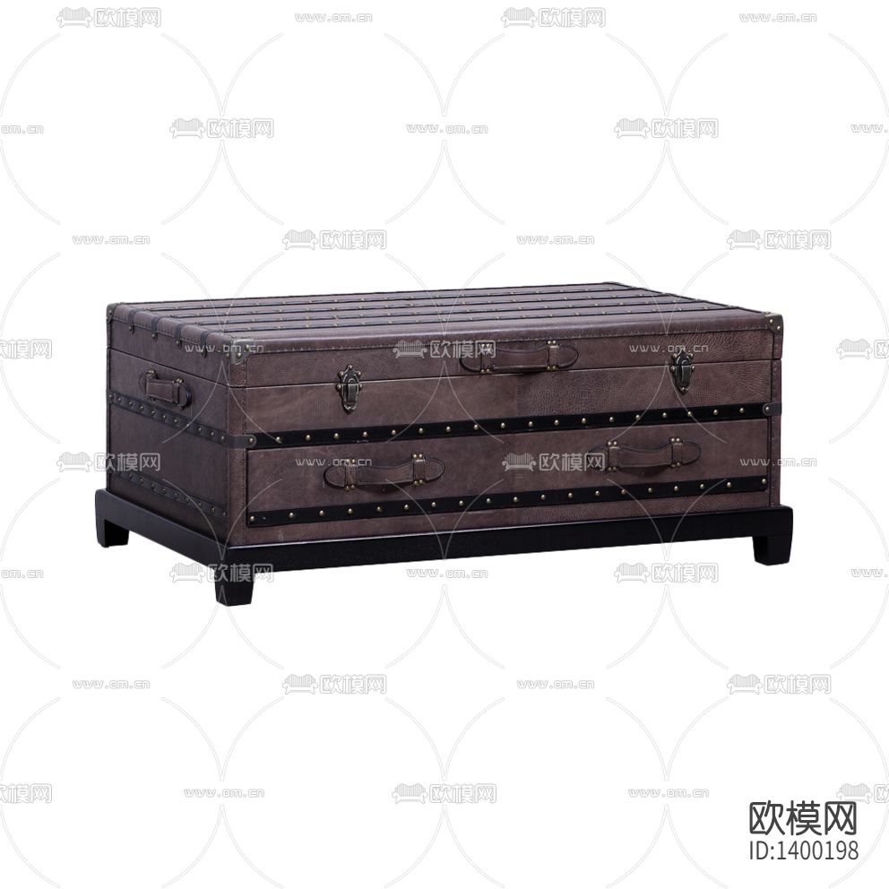 美式复古做旧铁艺皮革收纳箱