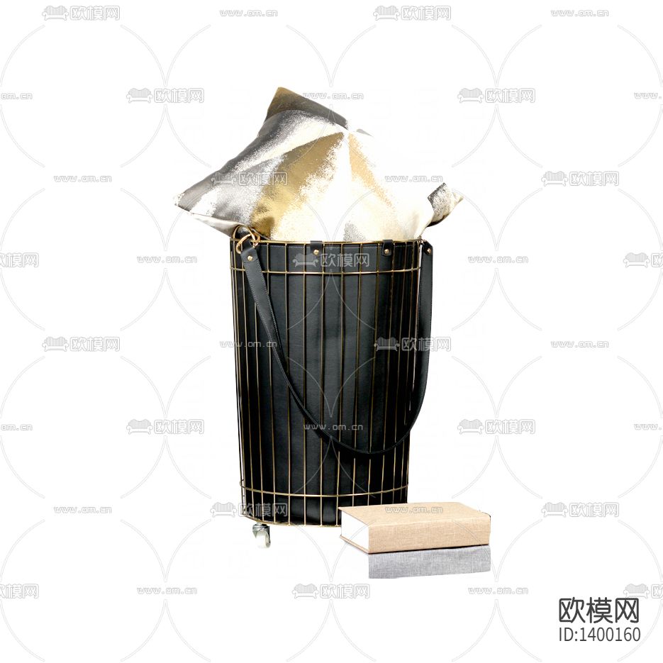 北欧简约铁网皮革收纳篮下载