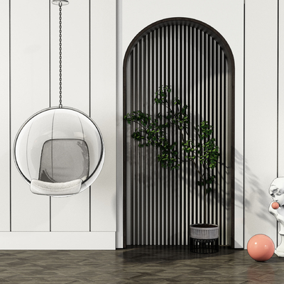  现代布艺吊椅su模型 