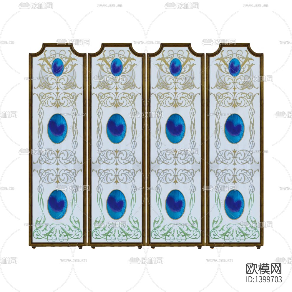 简欧轻奢不锈钢彩绘玻璃印花折叠屏风下载