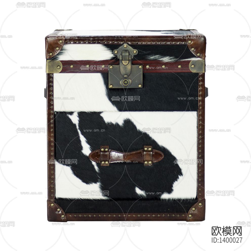 美式复古做旧皮革金属奶牛绒布收纳箱