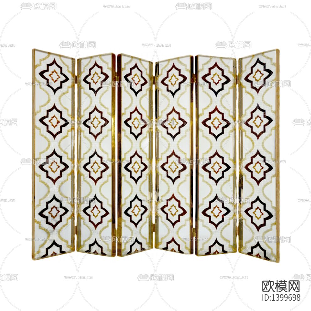 现代轻奢不锈钢彩绘玻璃折叠屏风下载