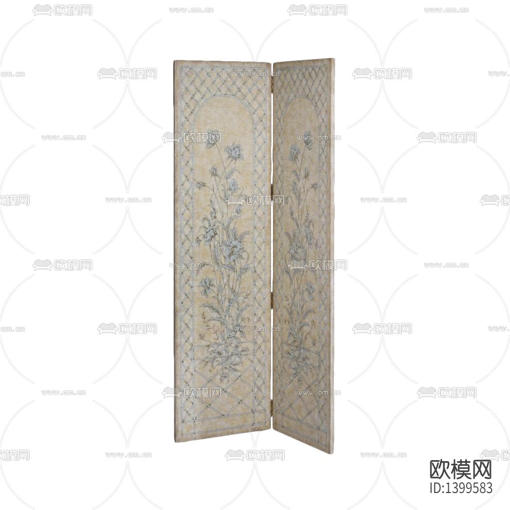 简欧实木印花折叠屏风下载