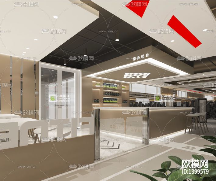 健身房cad施工图下载（渲染图4）