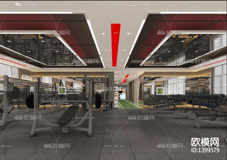 健身房cad施工图下载（渲染图7）