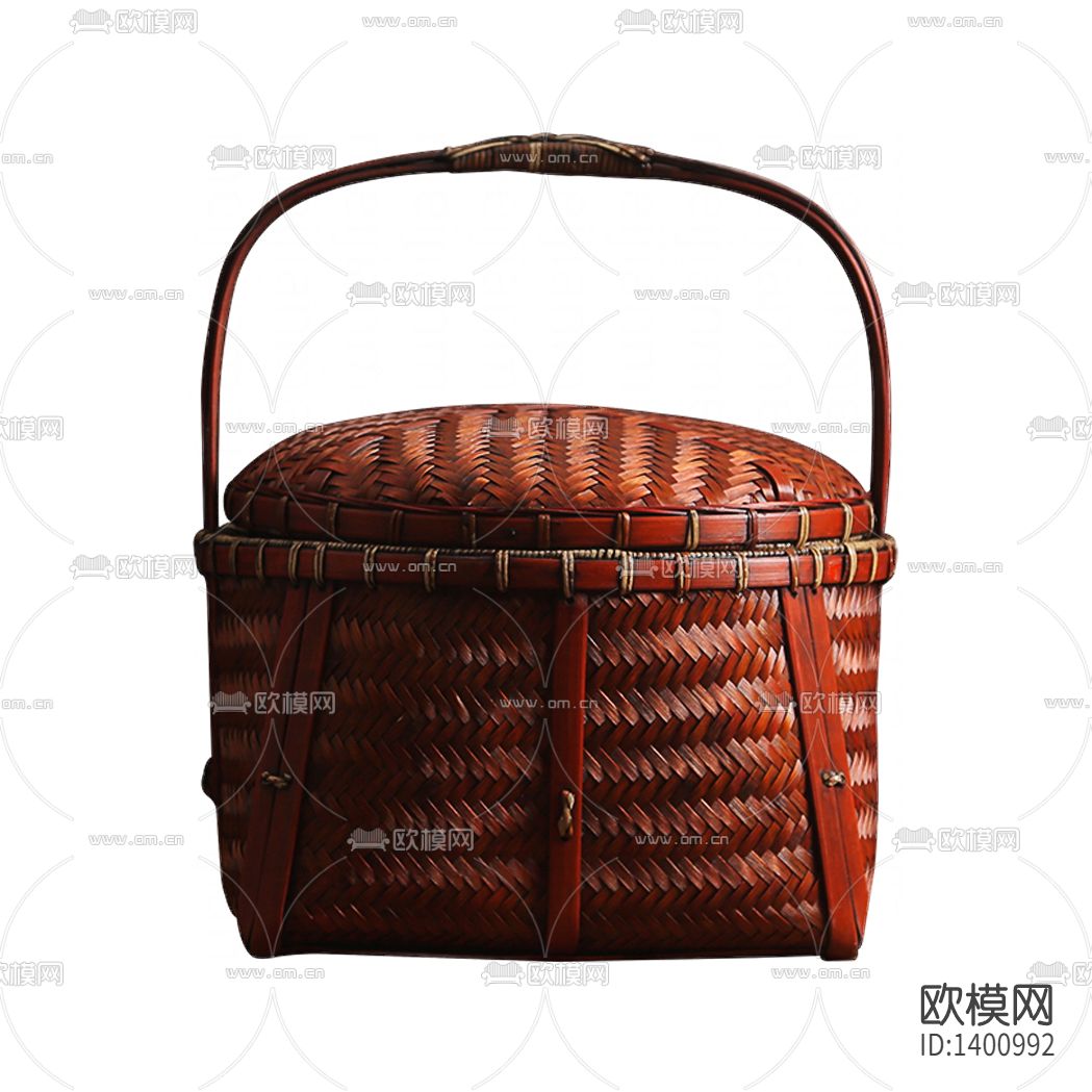 中式复古做旧手工编织收纳篮