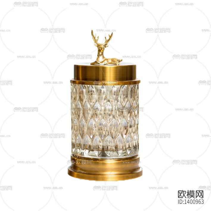 简欧轻奢创意不锈钢驯鹿玻璃收纳盒