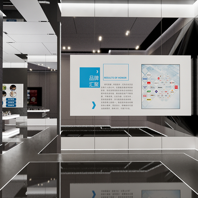  现代企业文化展厅su模型 