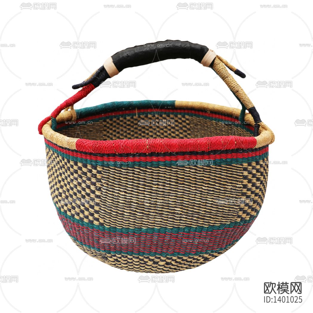 美式复古彩色手工编织手提收纳篮