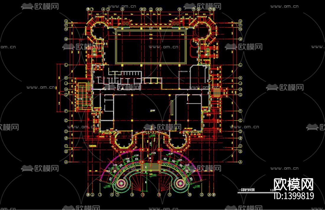 豪华会所外立面cad施工图下载（渲染图1）