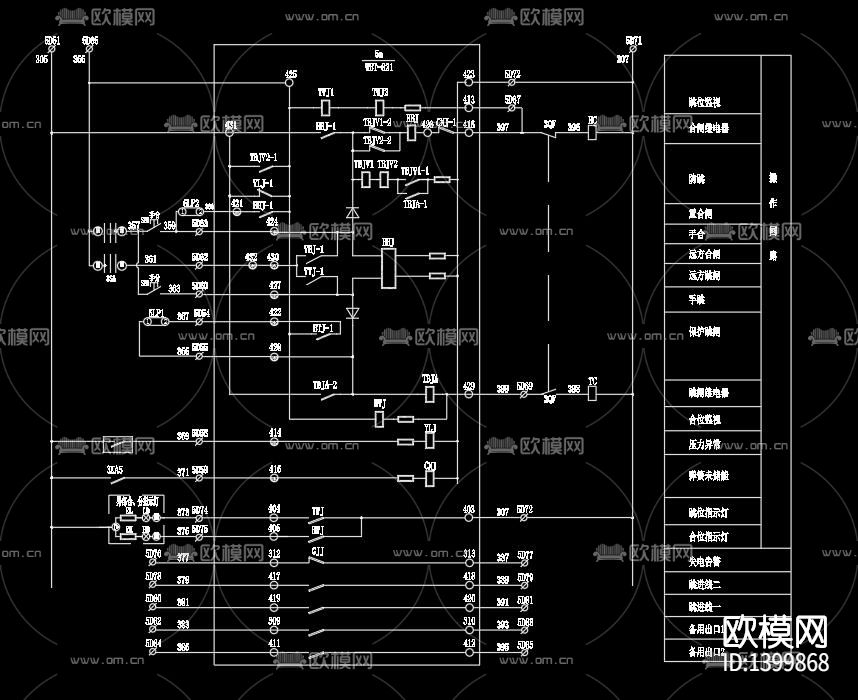 多种低压进线柜联络柜电气cad施工图下载（渲染图4）