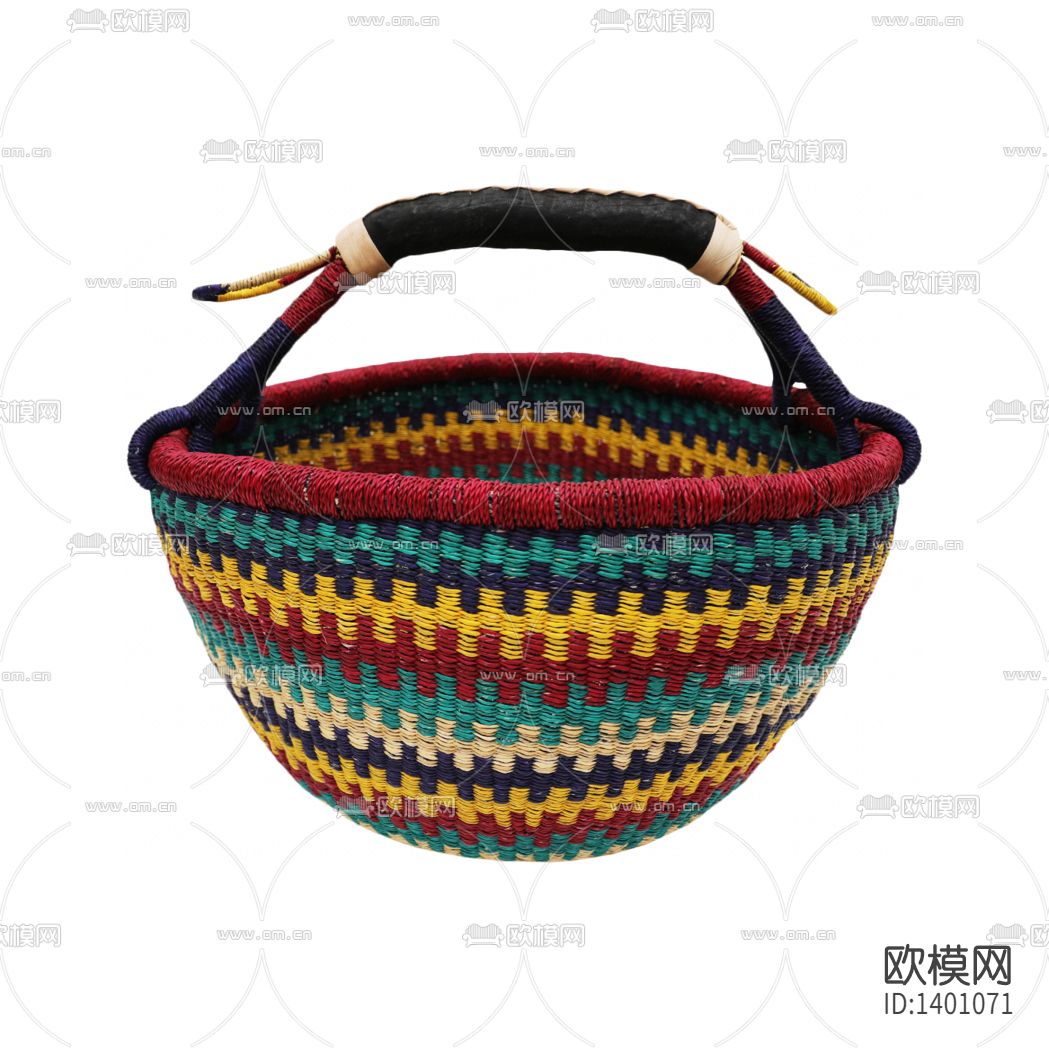 美式复古彩色手工编织手提收纳篮