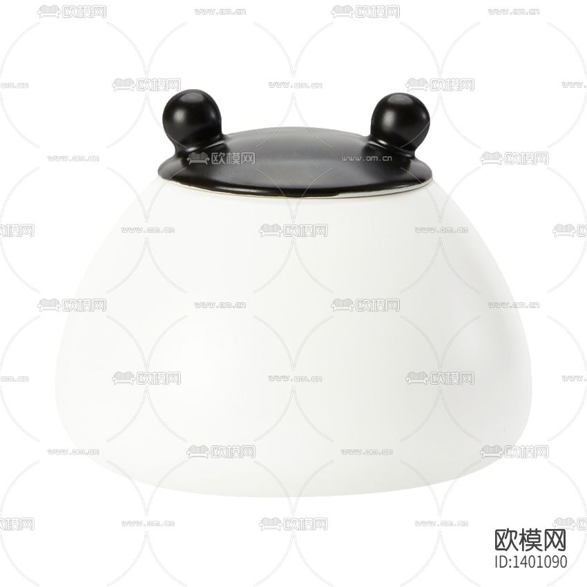 现代简约创意黑白陶瓷小怪兽收纳罐