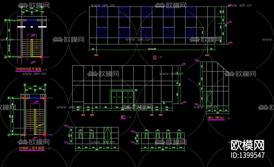 风景区办公楼建筑cad施工图下载（渲染图9）
