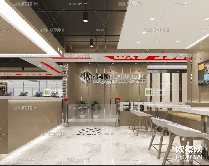 健身房cad施工图下载（渲染图2）