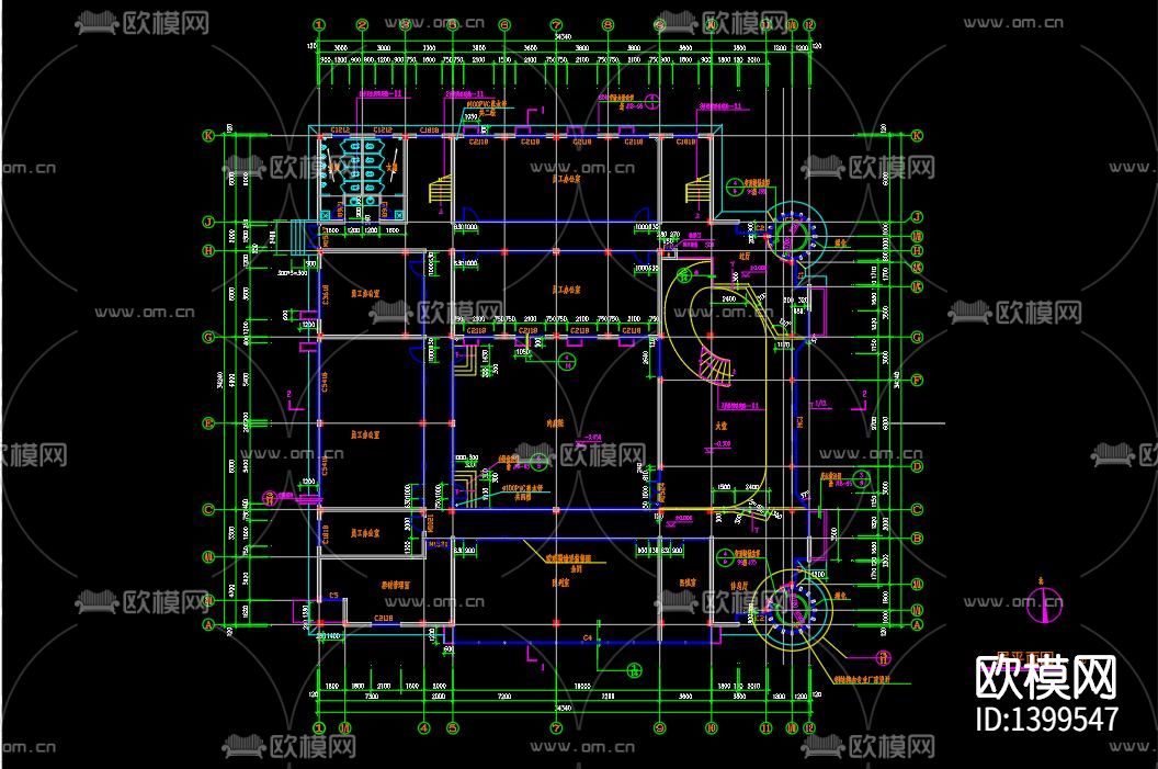 风景区办公楼建筑cad施工图下载（渲染图8）