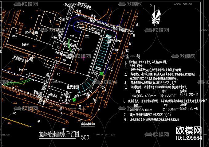 医院门诊楼排水消防cad施工图下载(渲染图6)