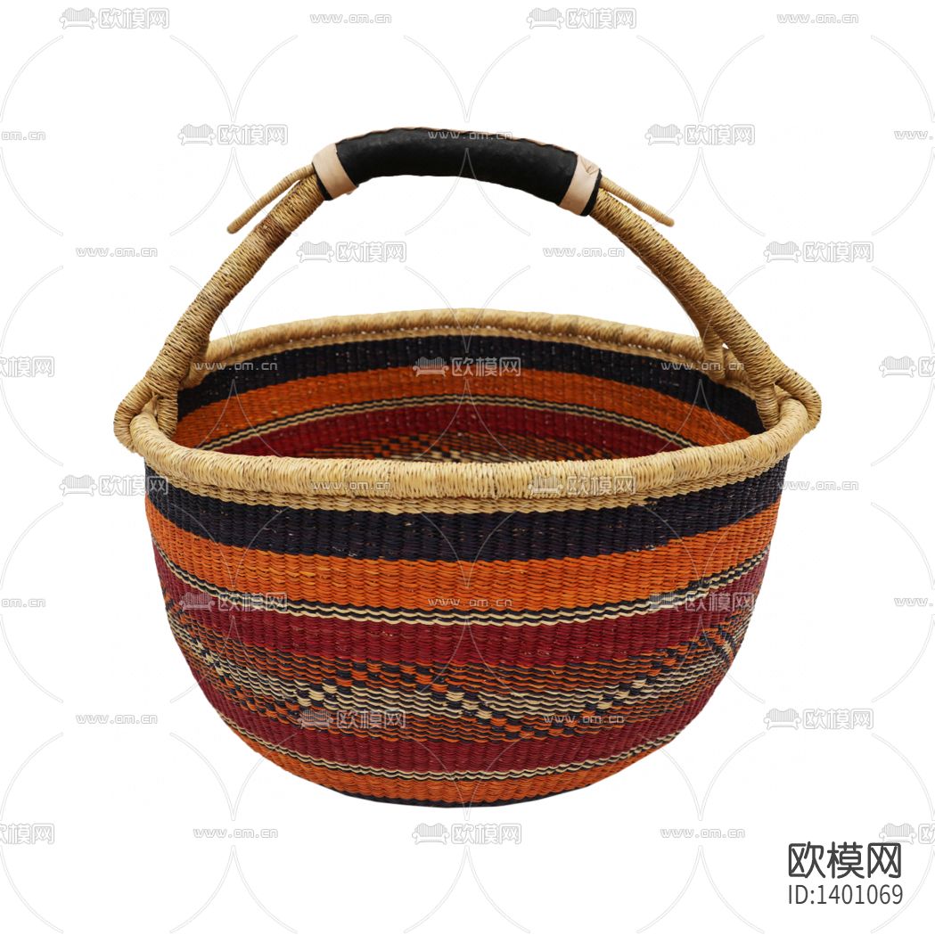 美式复古彩色手工编织手提收纳篮