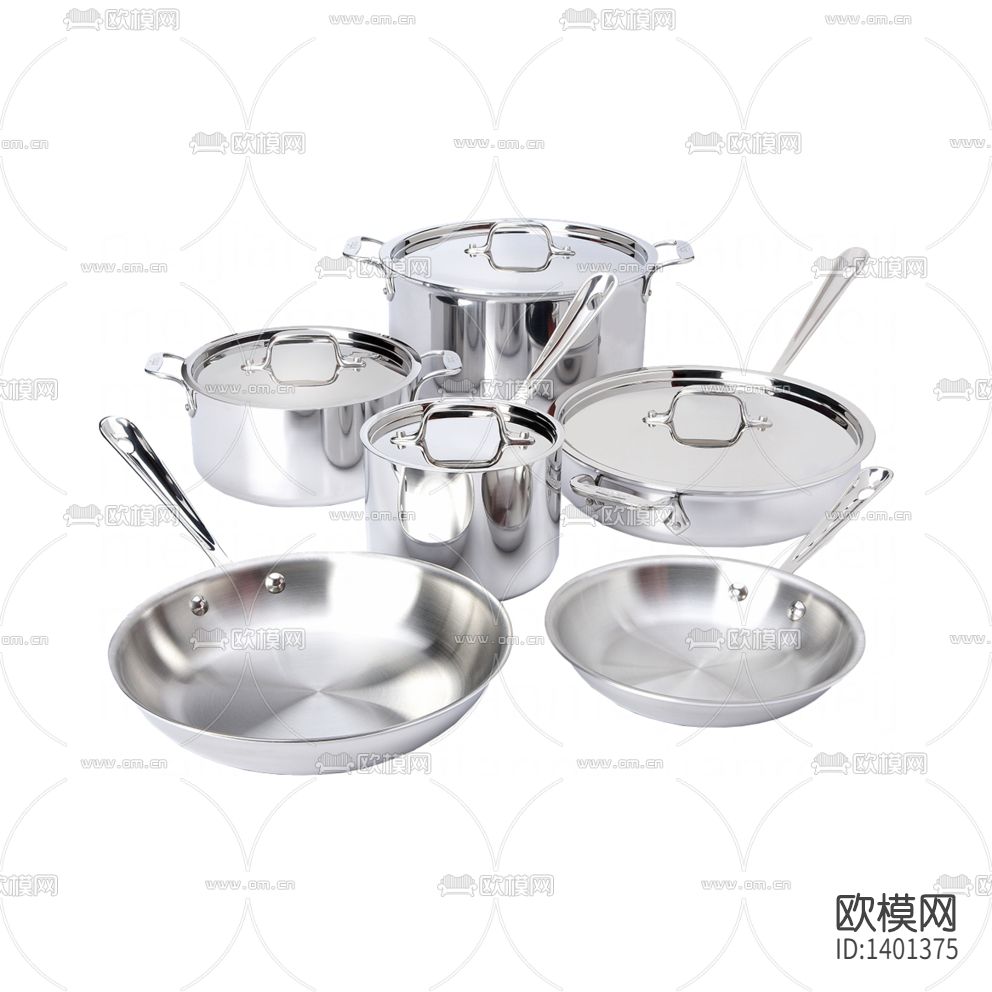 现代简约不锈钢锅具六件套