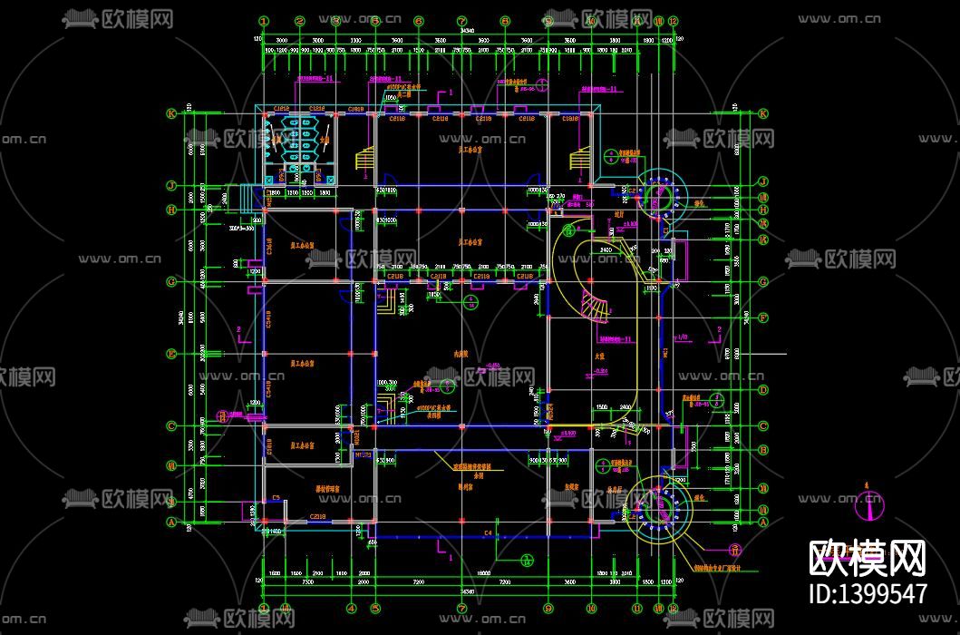 风景区办公楼建筑cad施工图下载（渲染图2）