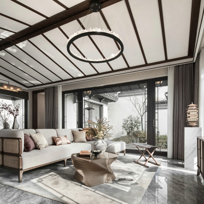 必扬设计 新中式客厅餐厅