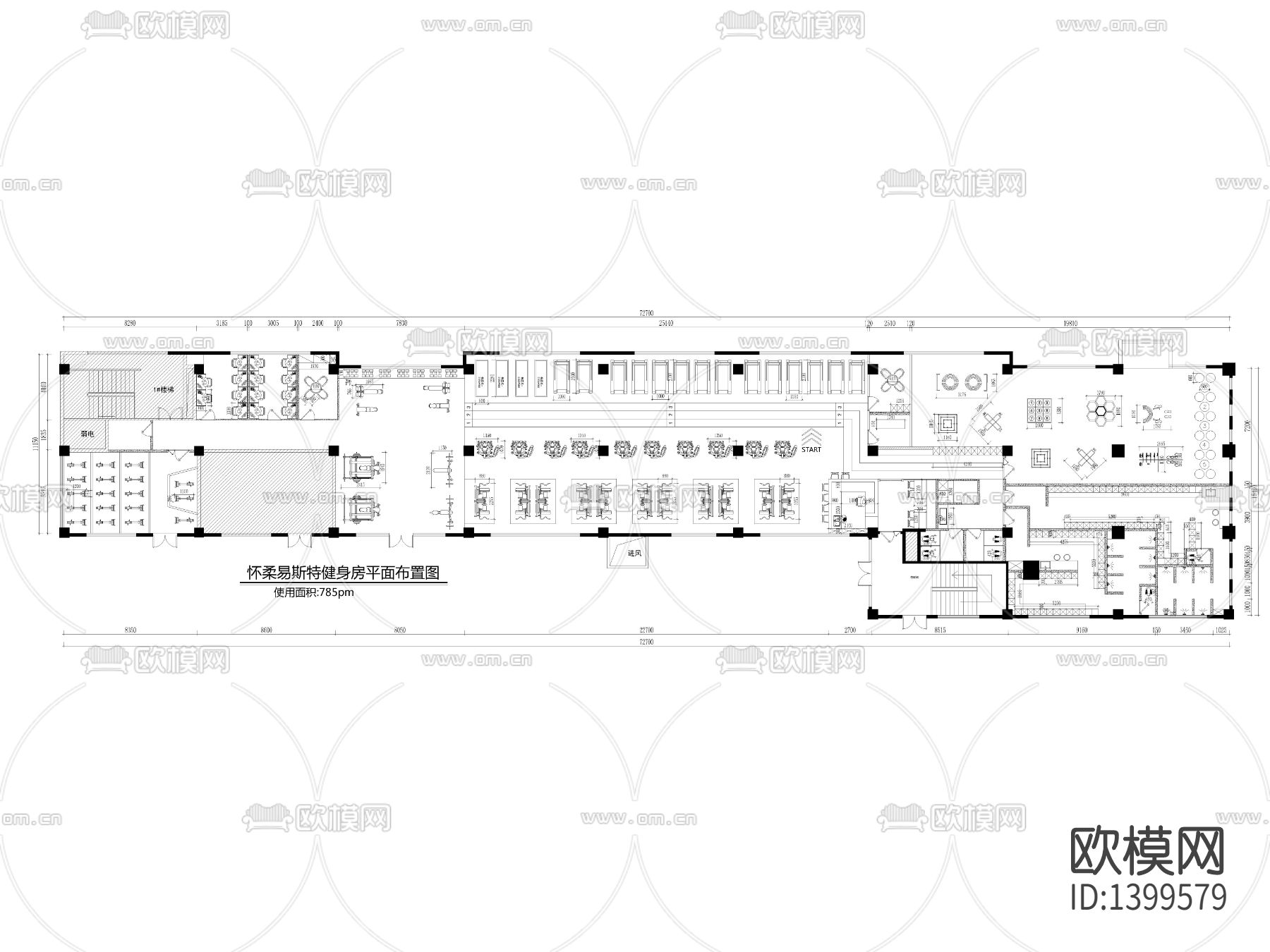 健身房cad施工图下载（渲染图1）