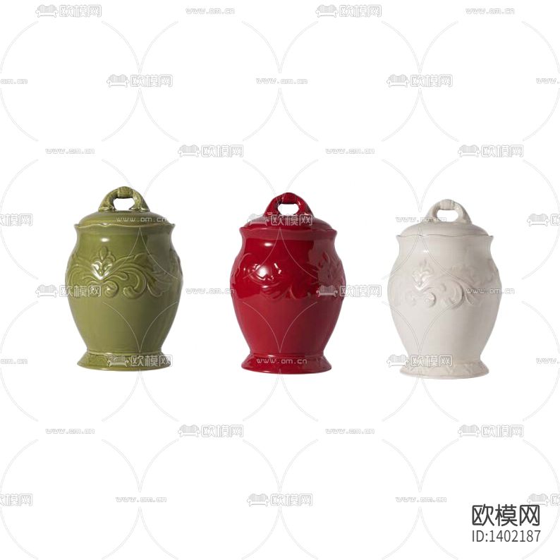 美式简约创意彩色陶瓷浮雕收纳罐下载