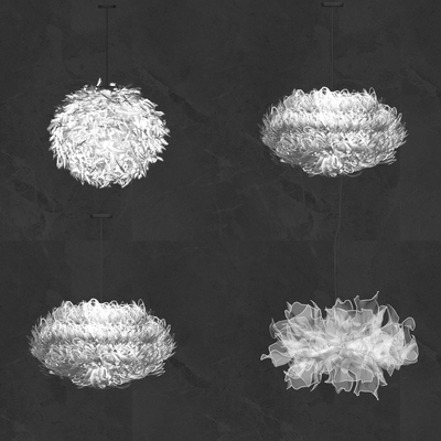  现代羽毛装饰吊灯su模型 