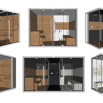  现代桑拿房淋浴房su模型 