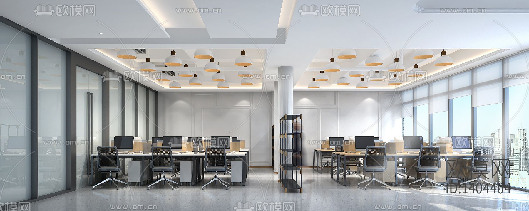 办公空间cad施工图下载（渲染图4）