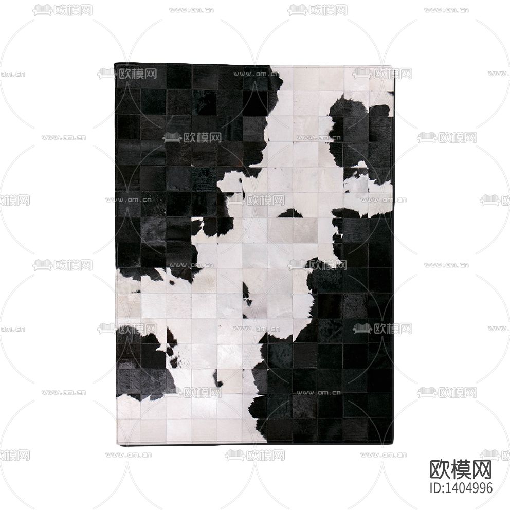 现代简约创意黑白方格布艺地毯下载