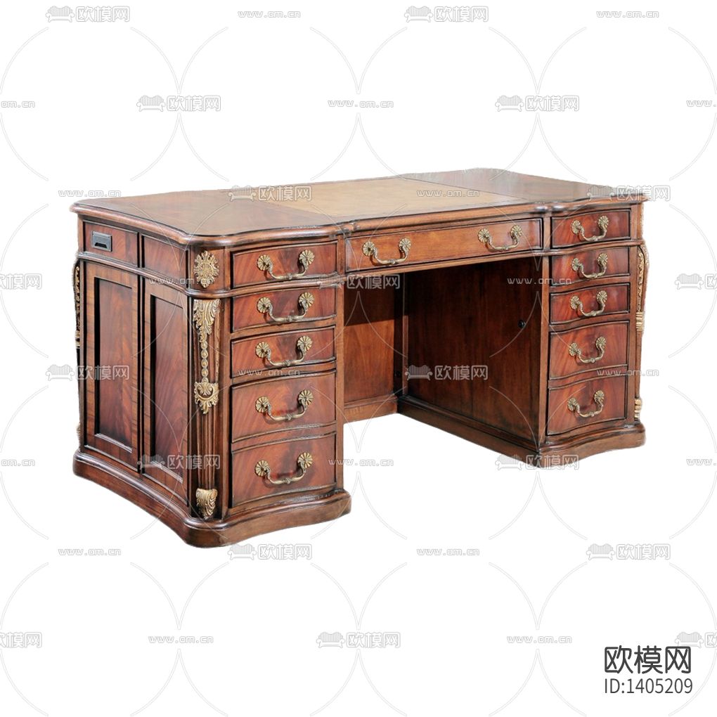 中式古典红木雕花办公桌