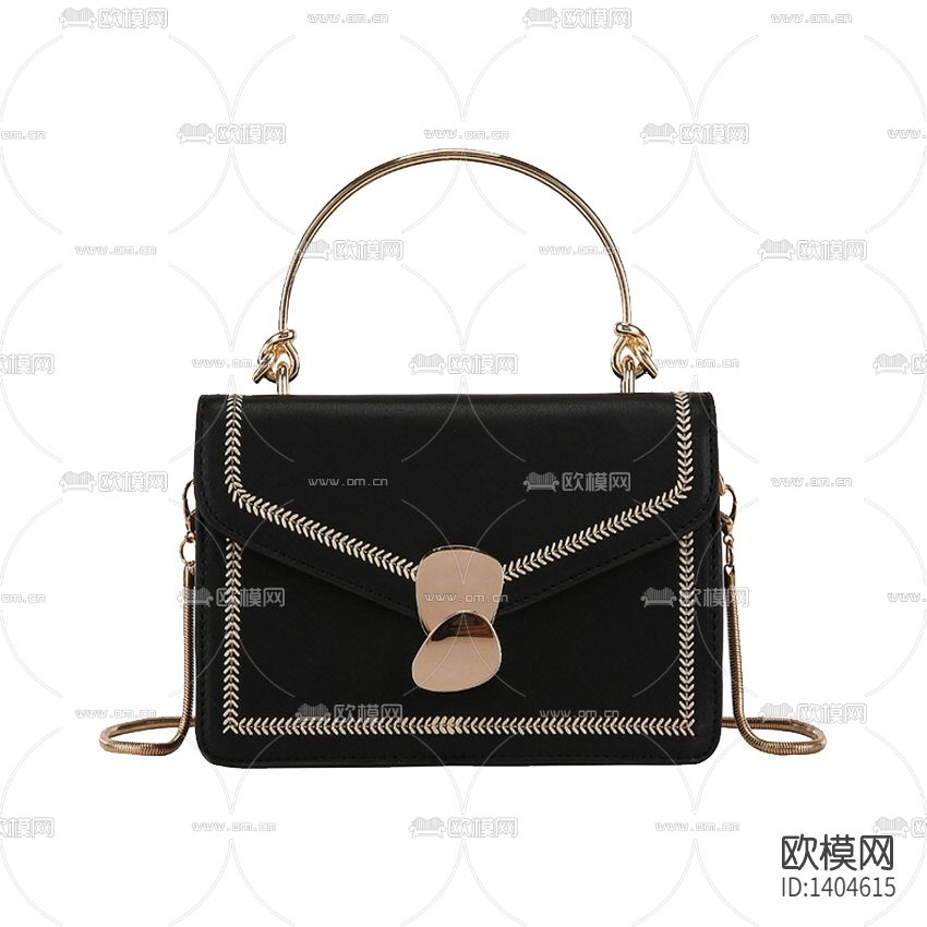 北欧轻奢时尚皮革金属链女式手提包下载