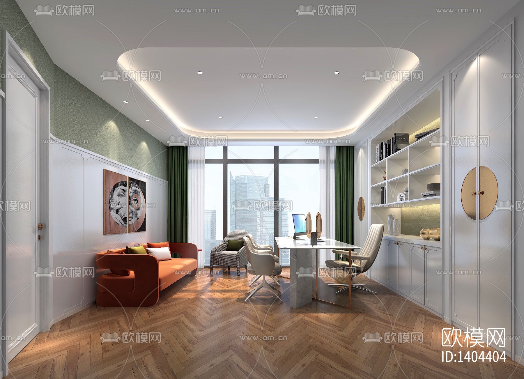 办公空间cad施工图下载（渲染图3）