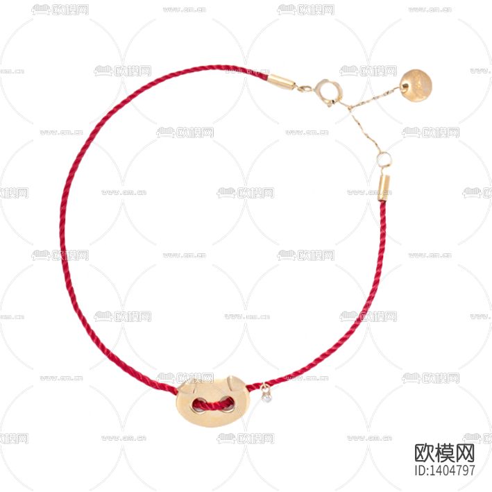 新中式萌趣小猪K金手链