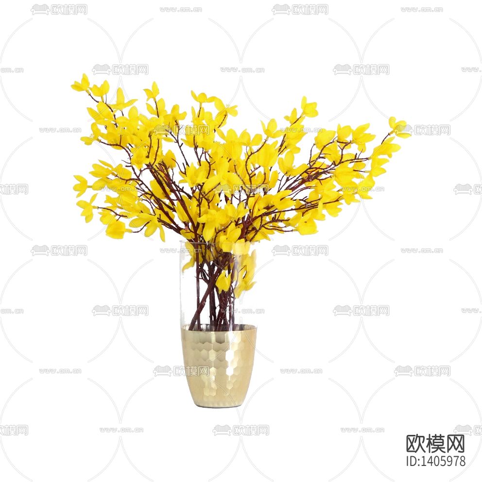 现代轻奢不锈钢玻璃花瓶摆放花艺下载