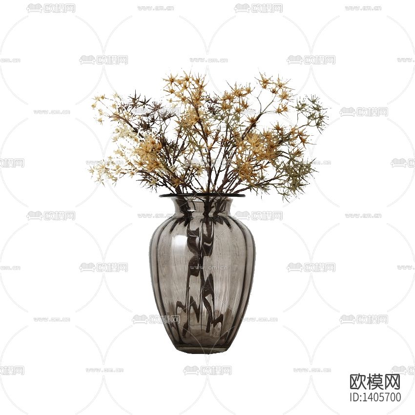 简欧创意灰色玻璃花瓶摆放花艺下载