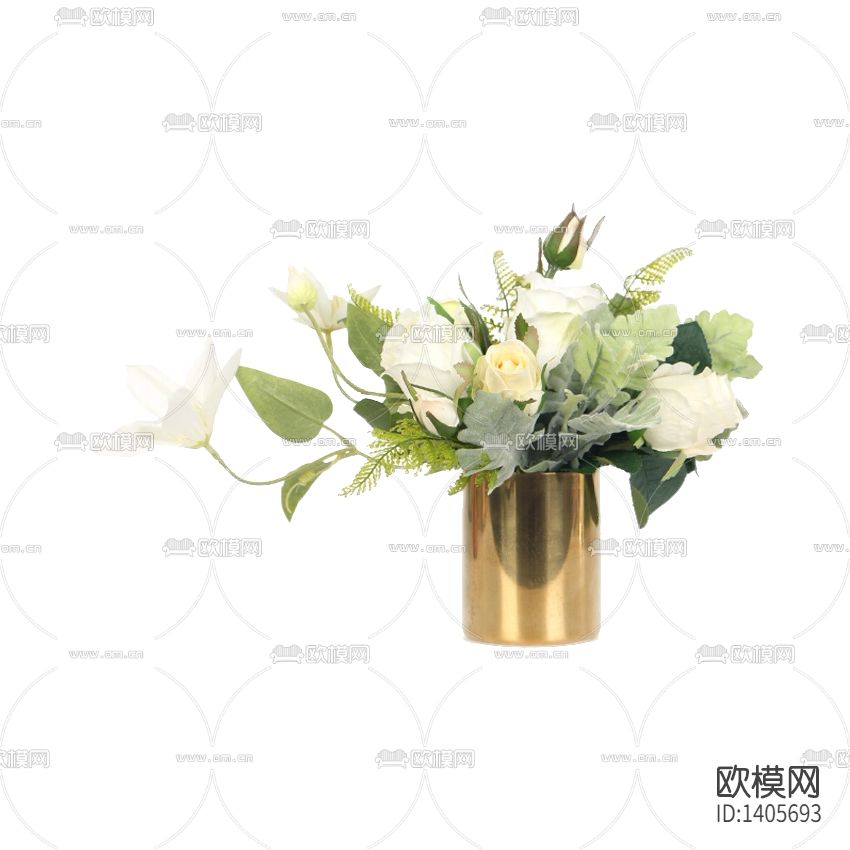 现代极简金色花瓶摆放花艺下载