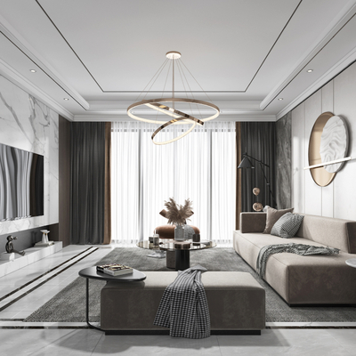 现代客厅-3dmax模型免费下载-欧模网