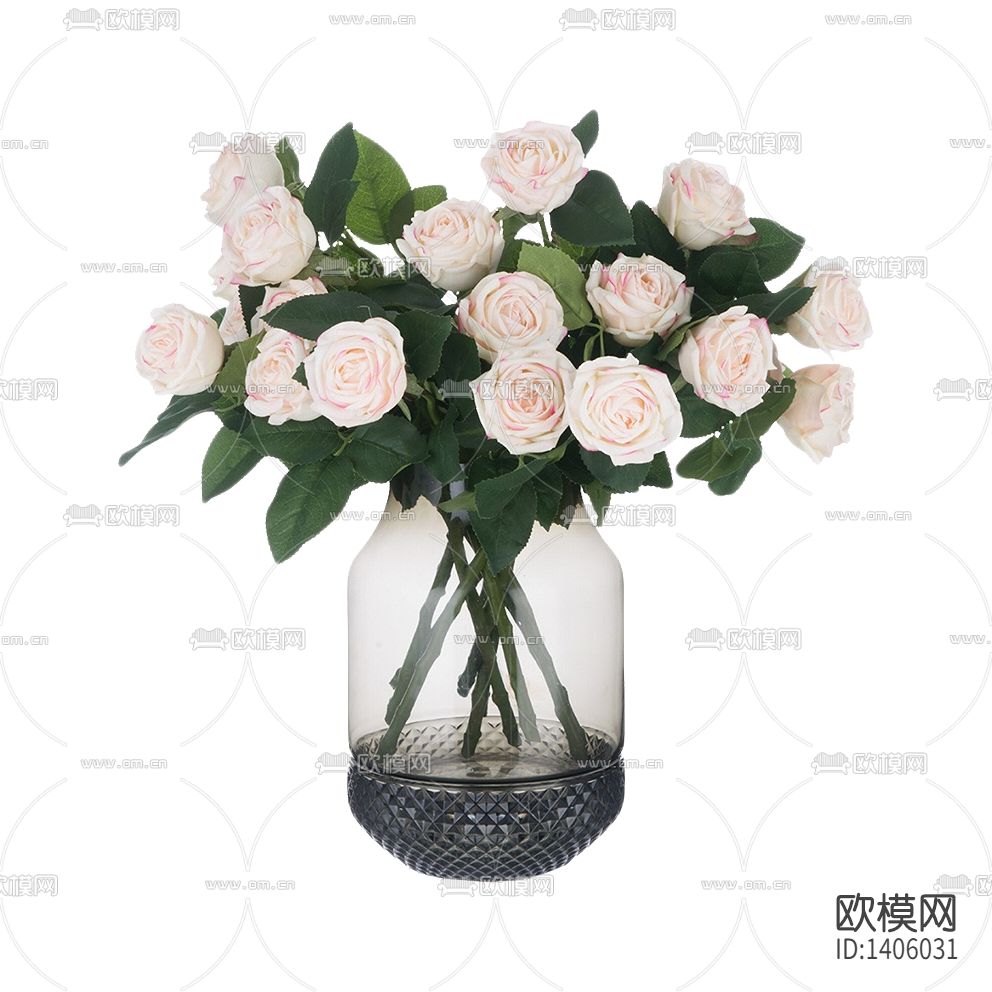 简欧创意金属玻璃花瓶粉色玫瑰花艺下载