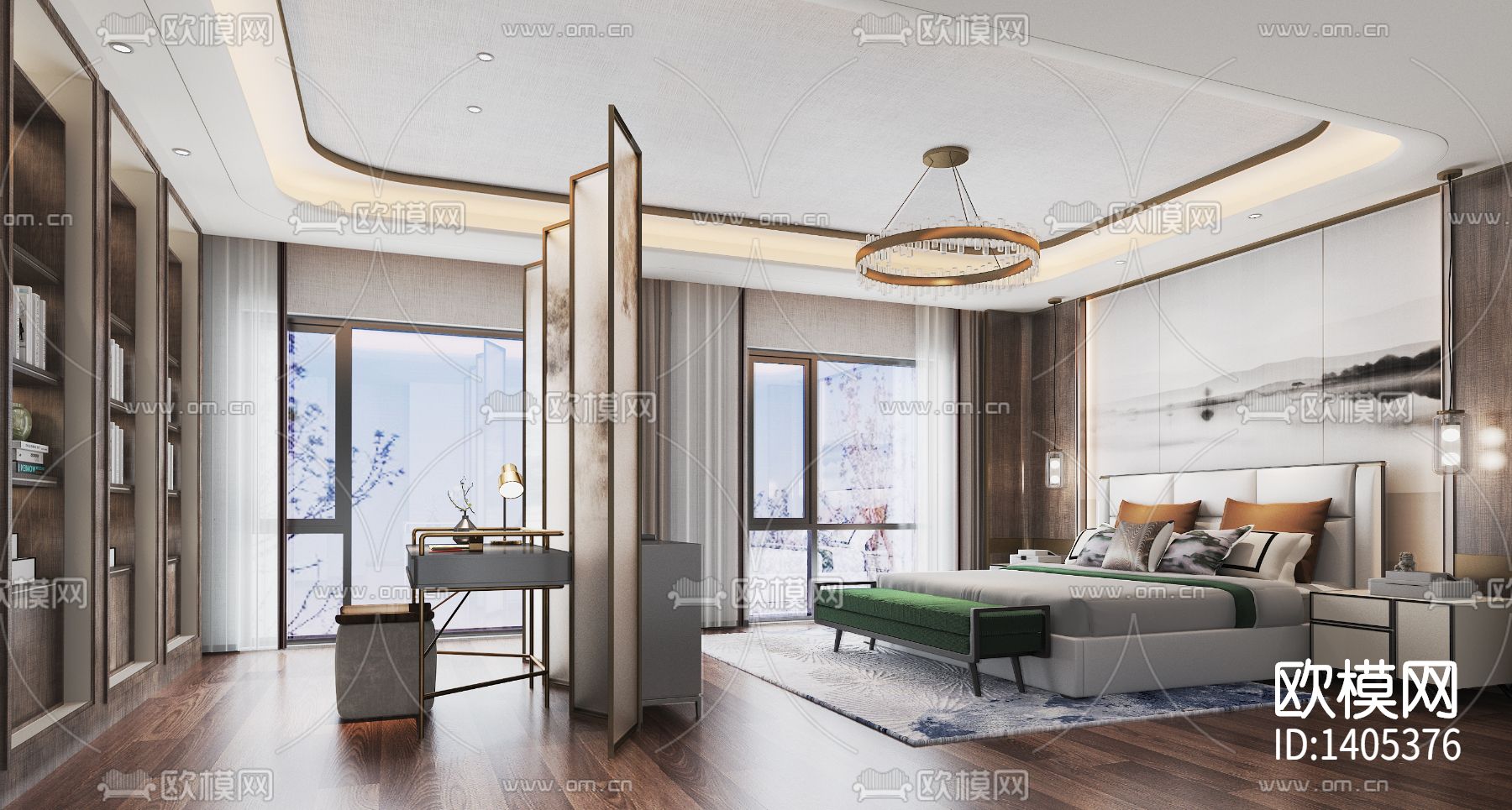 沈阳雍景湾别墅样板房cad施工图下载（渲染图1）