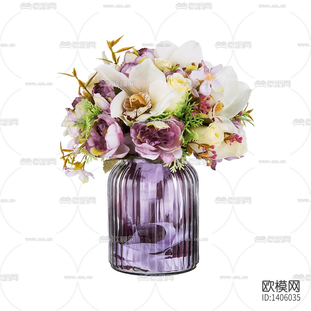 现代简约创意紫色玻璃胡奥摆放花艺下载