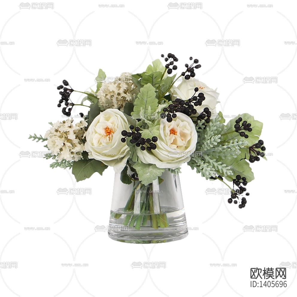 现代简约创意玻璃花瓶摆放花艺下载