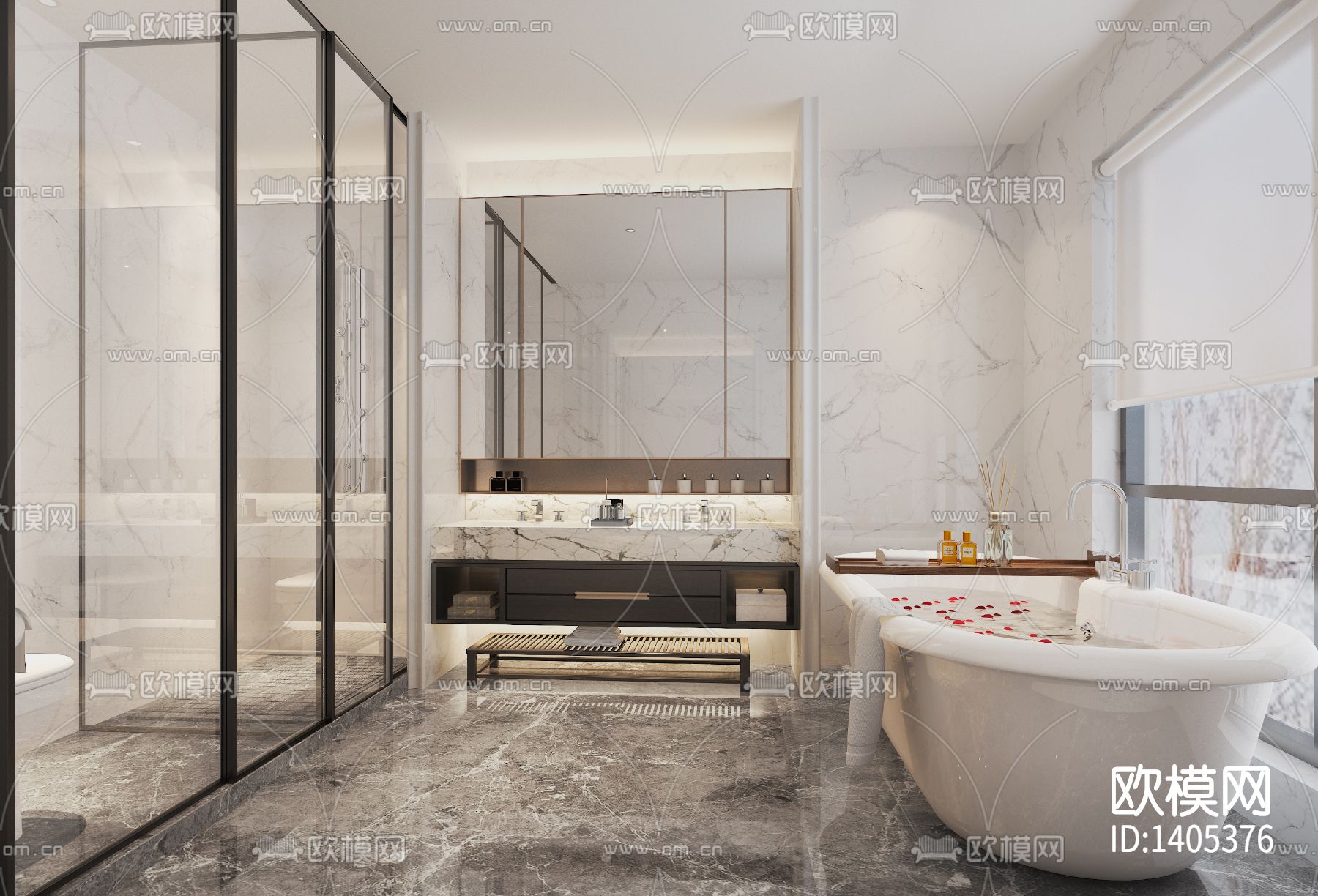 沈阳雍景湾别墅样板房cad施工图下载（渲染图2）