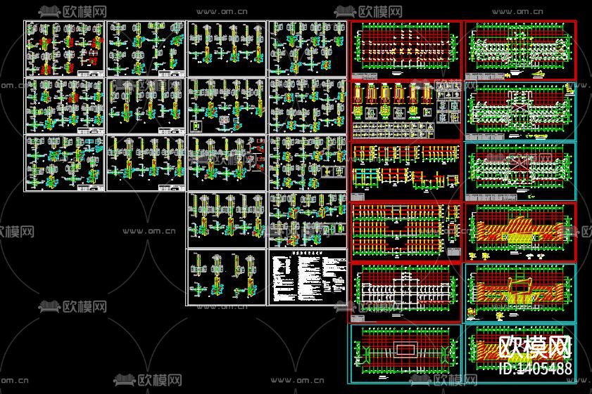 多功能厅三层钢结构cad施工图下载（渲染图2）