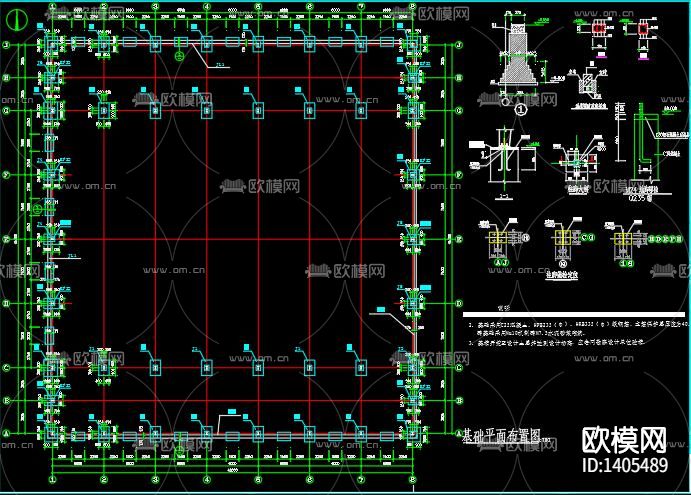 三跨门式刚架轻钢结构厂房cad施工图下载（渲染图5）