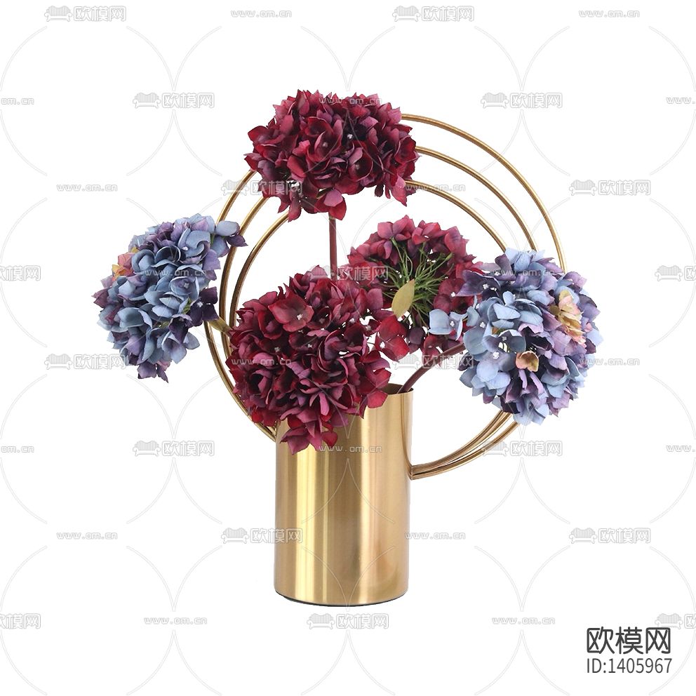 现代轻奢不锈钢花瓶摆放花艺