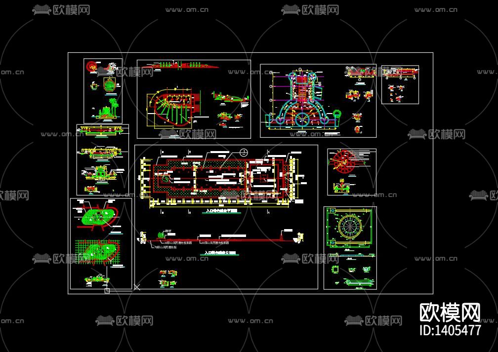 喷泉涌泉cad图库下载（渲染图6）