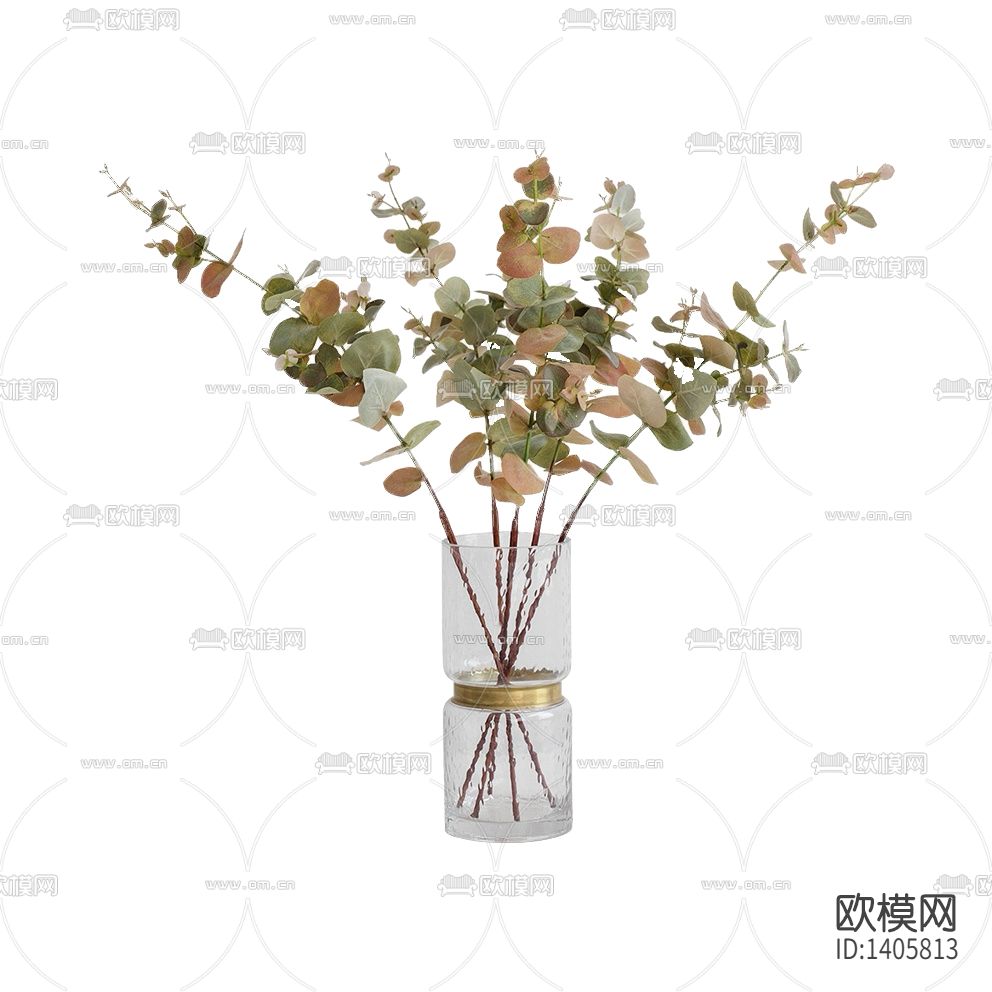 现代极简创意金属玻璃花瓶摆放绿植下载