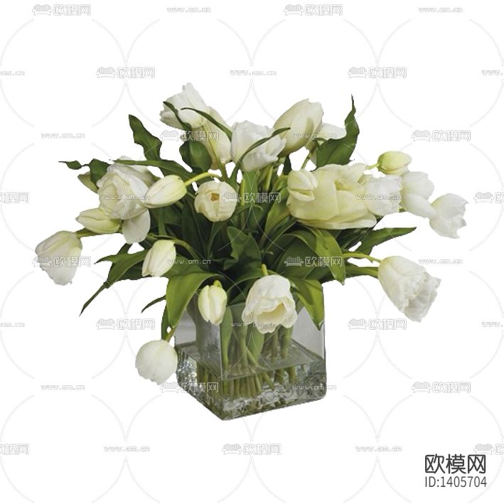 现代简约透明玻璃花瓶优雅郁金香花艺下载